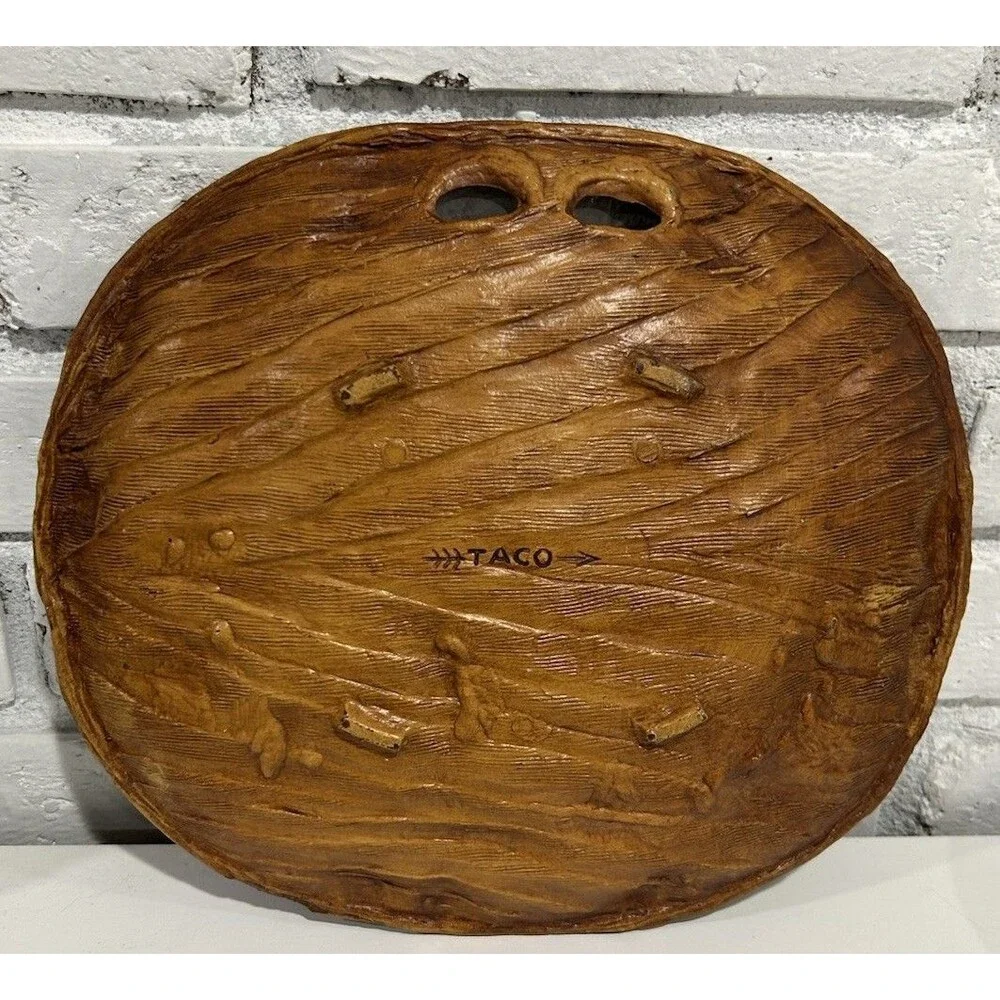 Vintage Grand Canyon Park Souvenir Faux Wood Resin Bowl Taco Navajo Americana